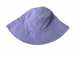 crinkled check fabric bucket hat with embroidery