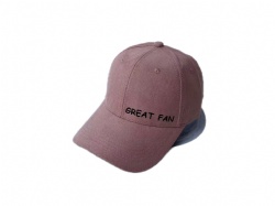 polyester suede  baseball caps with flat embroidery