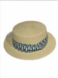 boater straw  hats  with print band